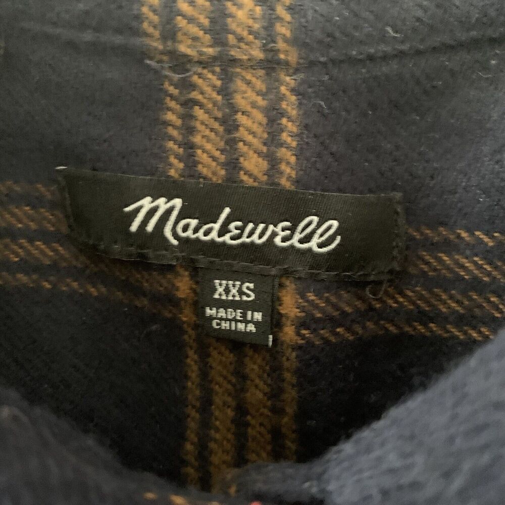 Madewell Shirt Womens Sz XXS Blue Plaid Flannel Long Sleeve Button Up - Picture 2 of 6